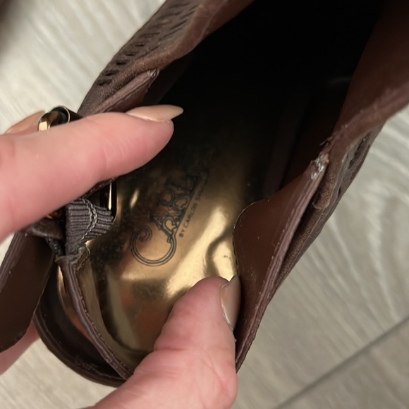 Brown open back booties. Sz 6. Carlos Santana - Picture 3 of 4